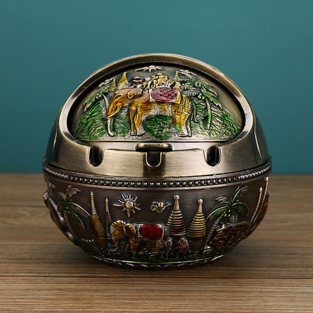 Office Table Accessories Unique - Ретро-металлическая пепельница с крышкой, декоративное украшение